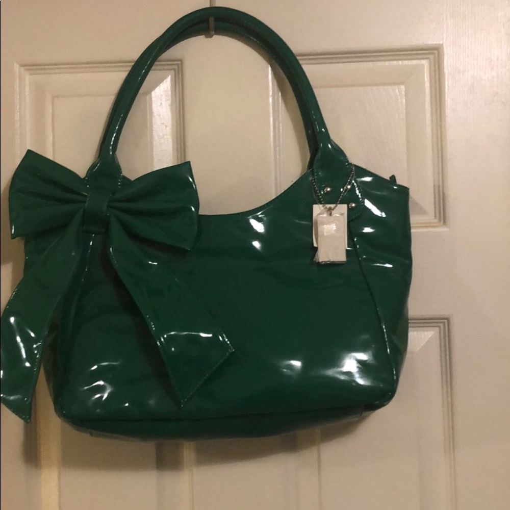 Handbag with bow Kelly green